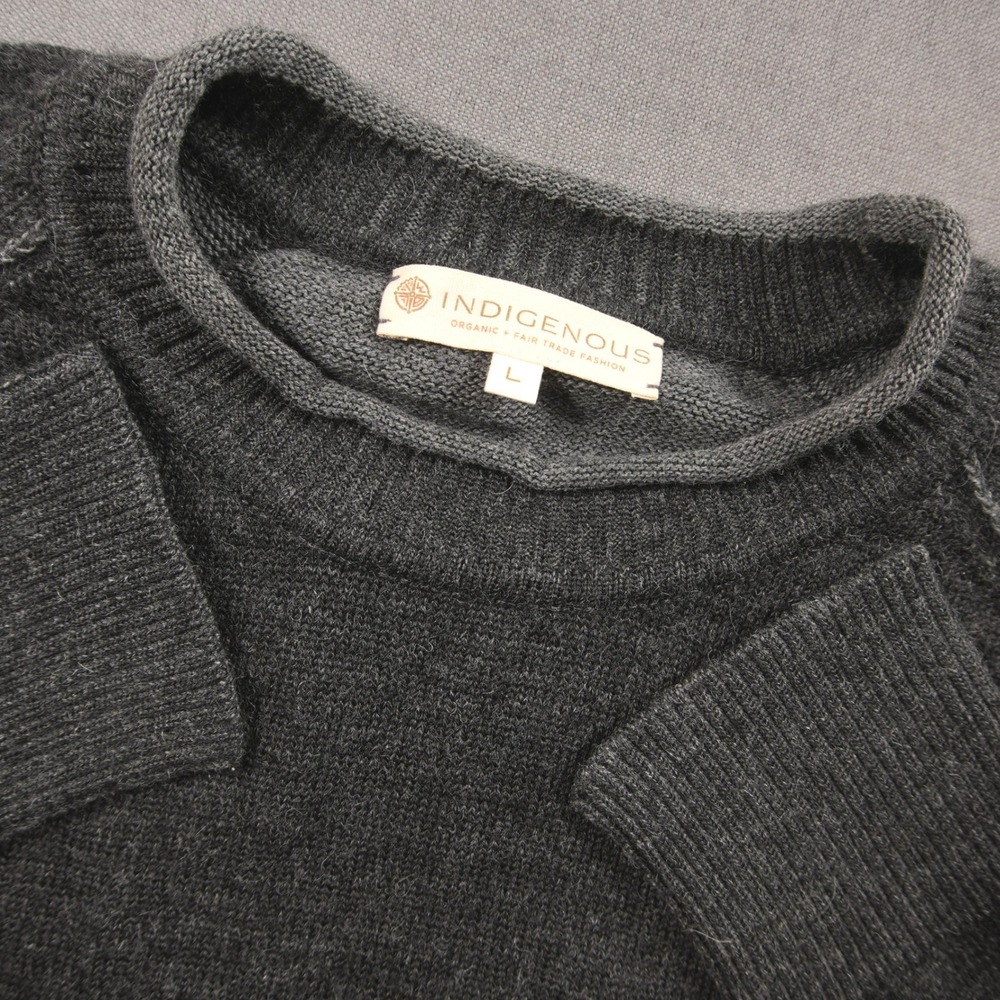 Indigenous Baby Alpaca Organic Cotton Raglan Crew Neck Men Sweater L Sweater